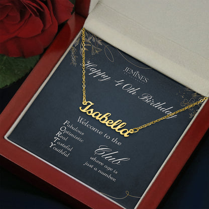40th Birthday Custom Name Gold Necklace Gifts