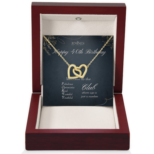 40th Birthday Interlocking Hearts Gold Necklace