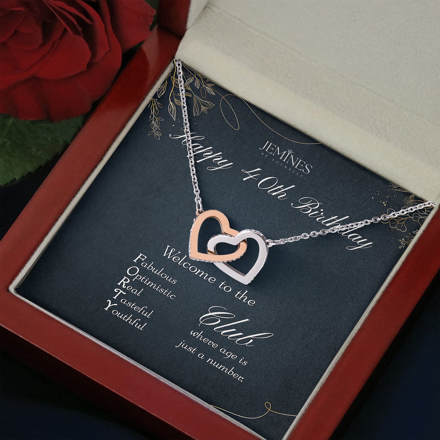 40th Birthday Interlocking Hearts Necklace