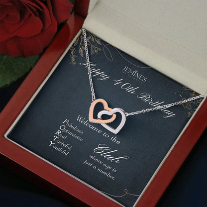 40th Birthday Interlocking Hearts Necklace