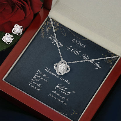 40th Birthday Love Knot Set Necklace Gifts