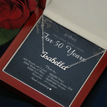 50th Birthday Custom Name Necklace Gifts