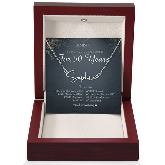 50th Birthday Custom Signature Name Necklace