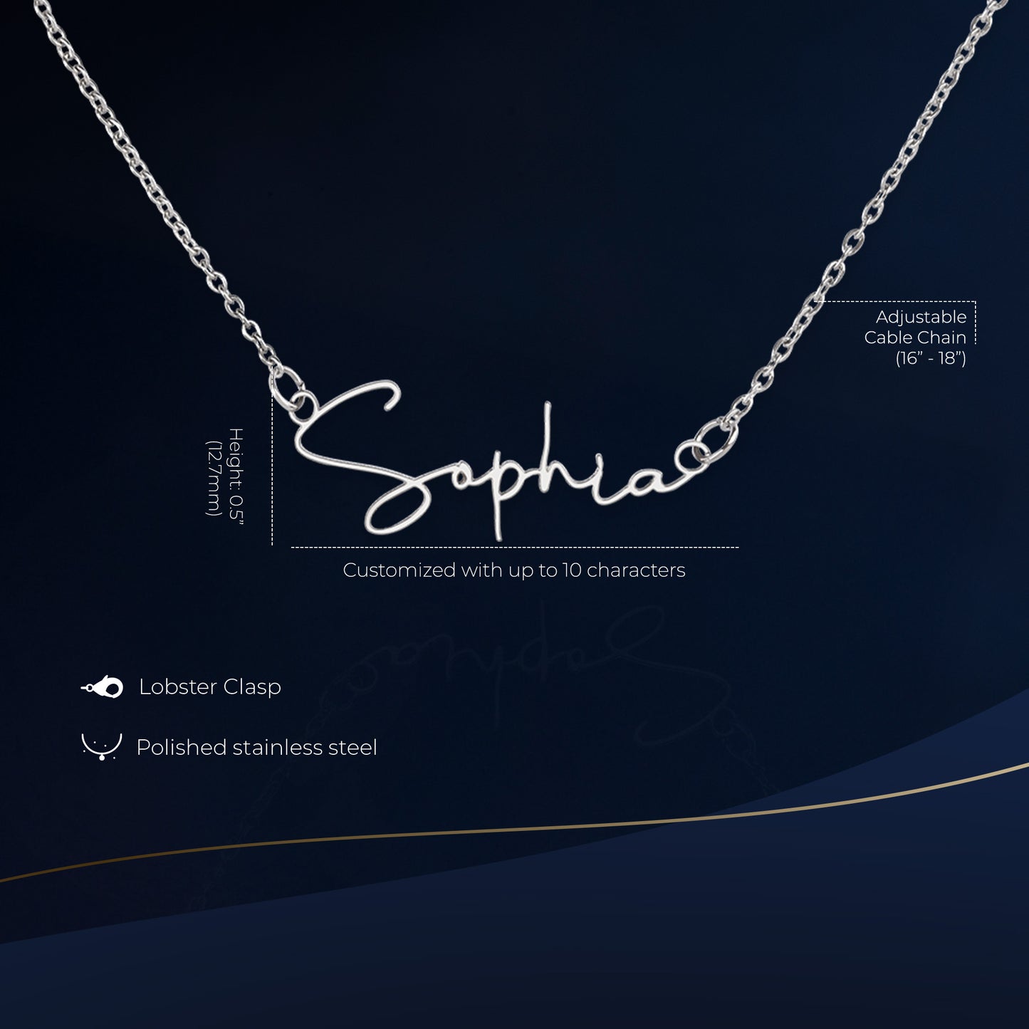 50th Birthday Custom Signature Name Necklace