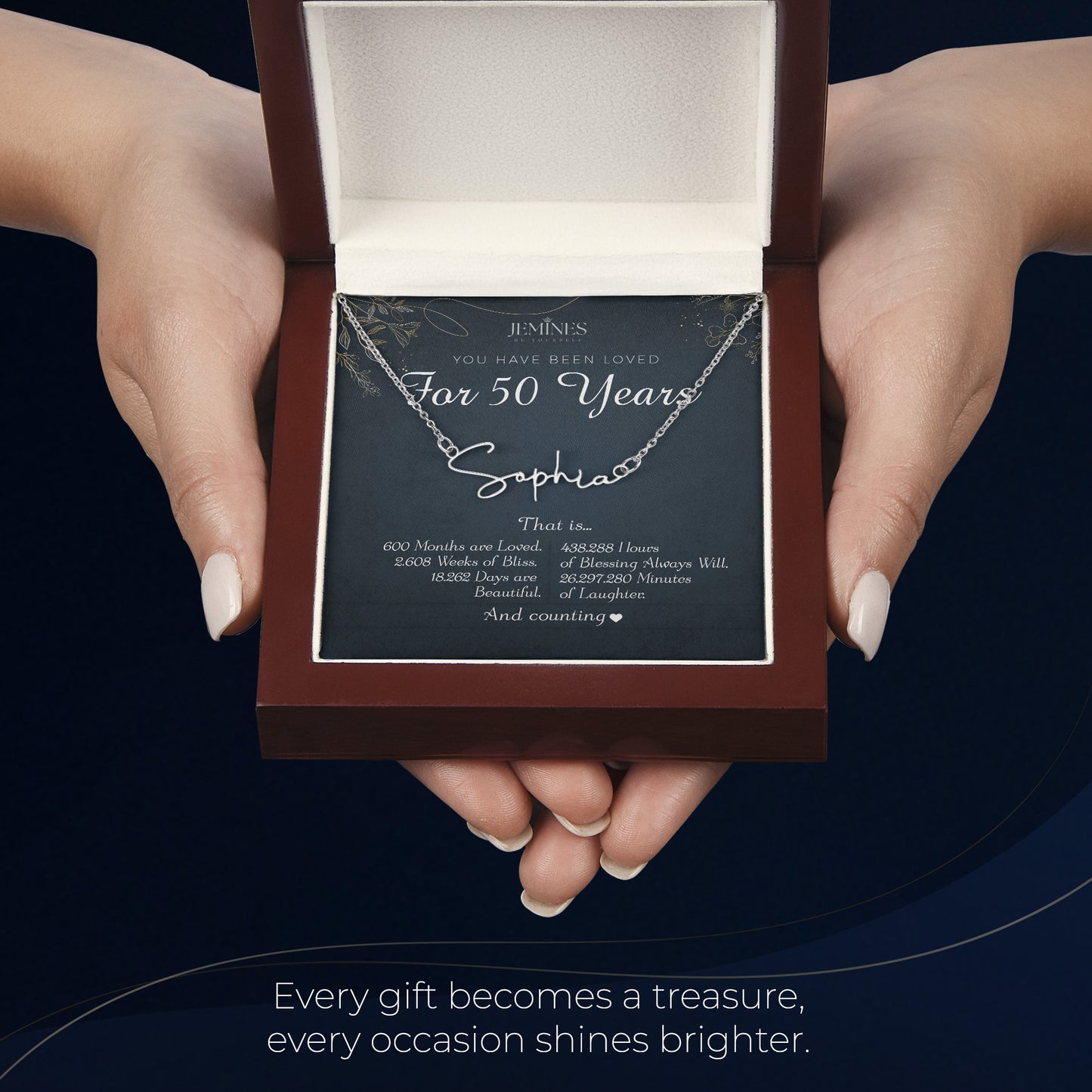 50th Birthday Custom Signature Name Necklace