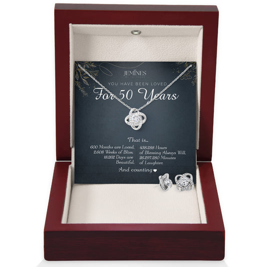 50th Birthday Love Knot Set Necklace Gifts