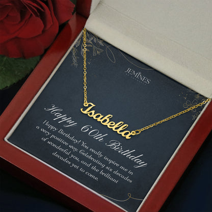 60th Birthday Custom Name Gold Necklace Gifts
