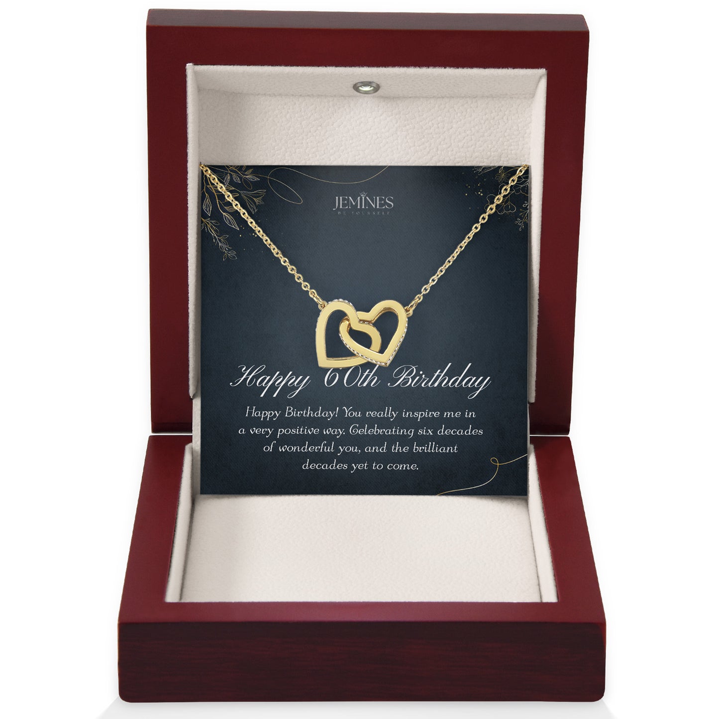 60th Birthday Interlocking Hearts Gold Necklace