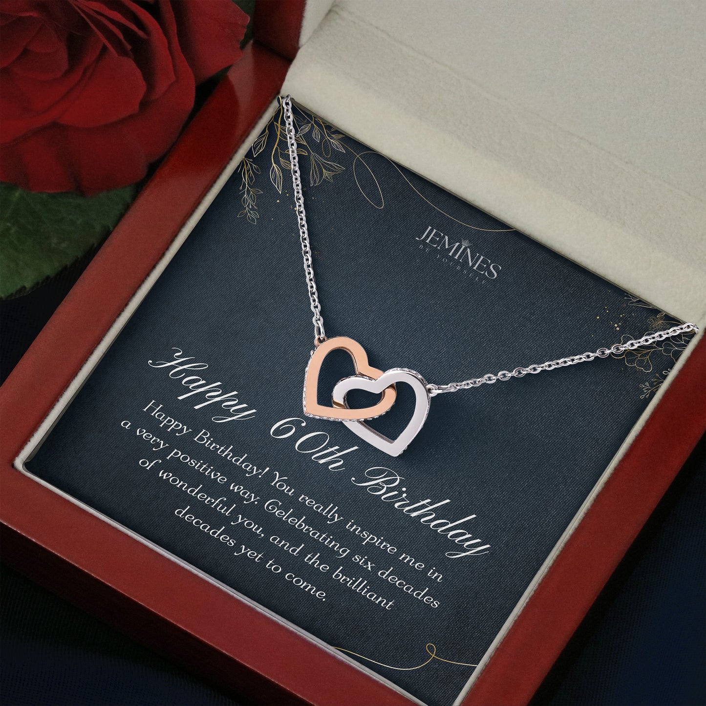 60th Birthday Interlocking Hearts Necklace