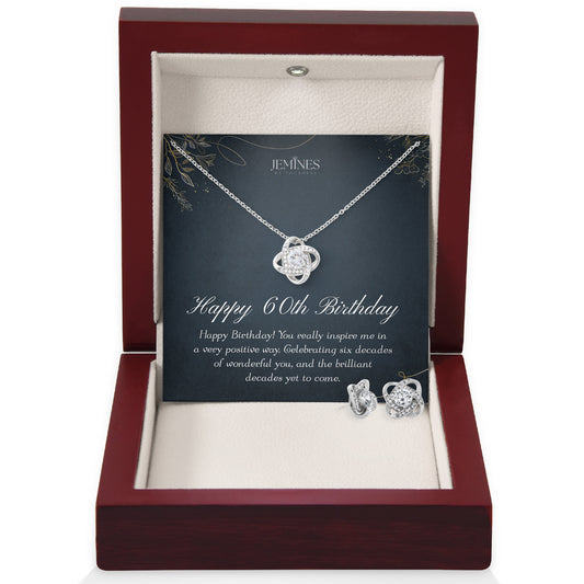 60th Birthday Love Knot Set Necklace Gifts