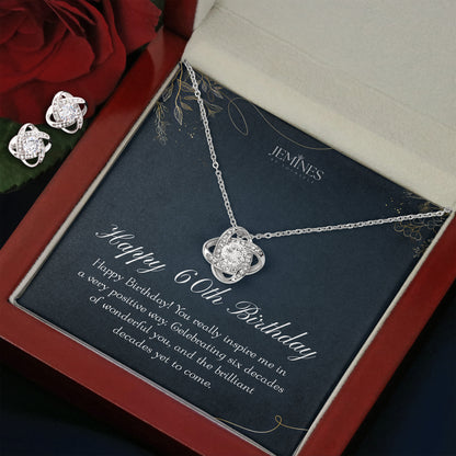 60th Birthday Love Knot Set Necklace Gifts