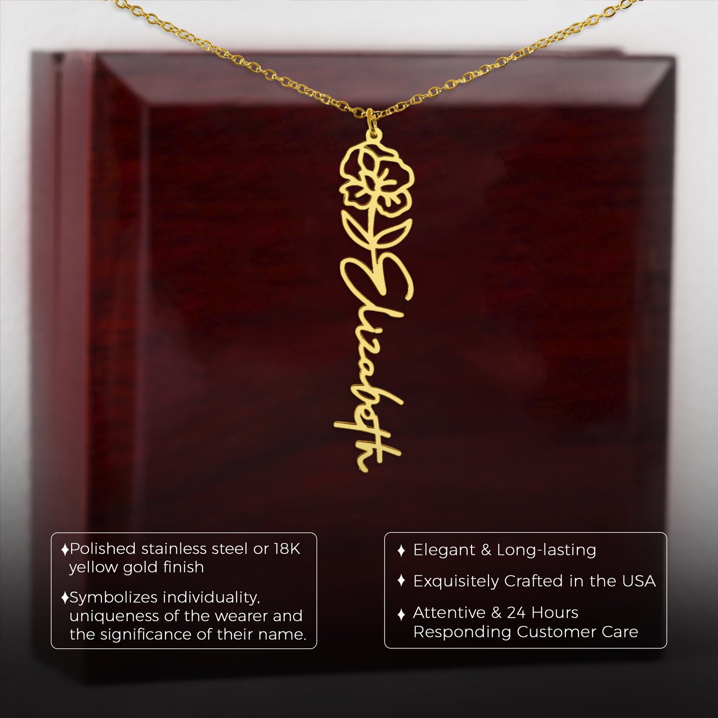 April Birth Flower Custom Gold Necklace