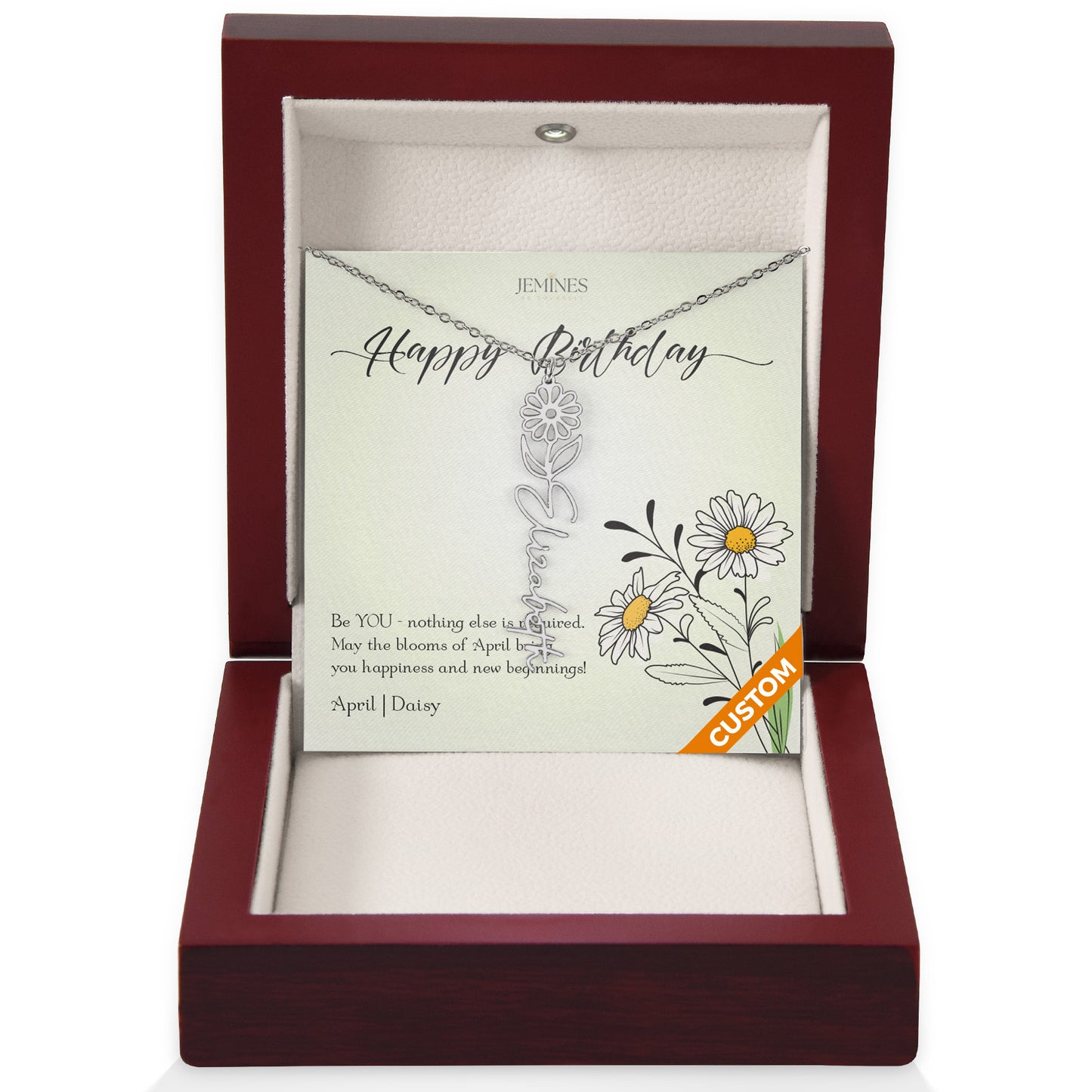 April Birth Flower Necklace Custom Gifts