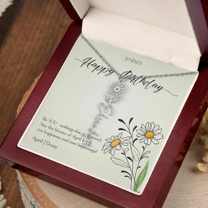 April Birth Flower Necklace Custom Gifts
