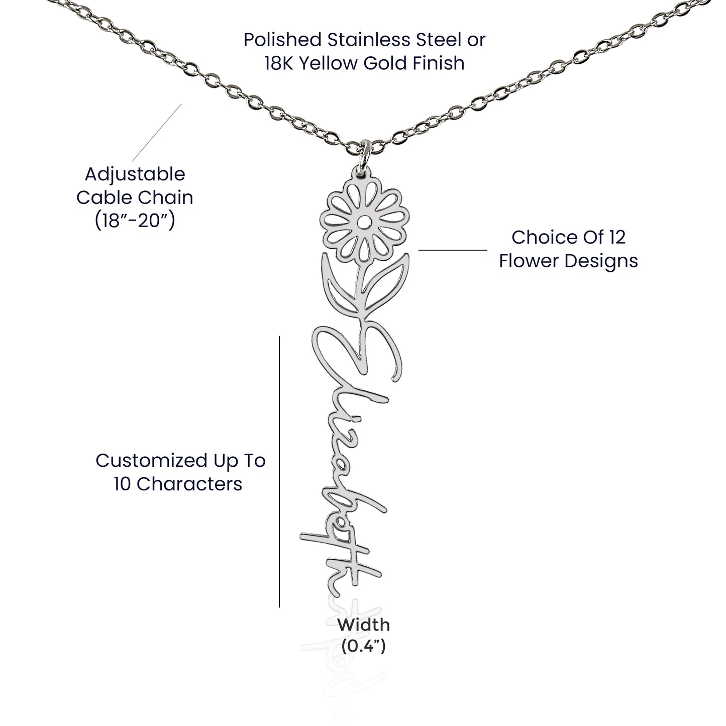 April Birth Flower Necklace Custom Gifts