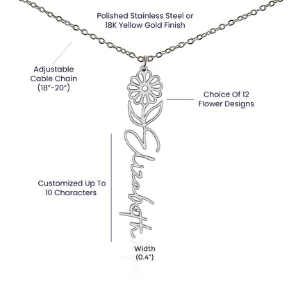 April Birth Flower Necklace Custom Gifts