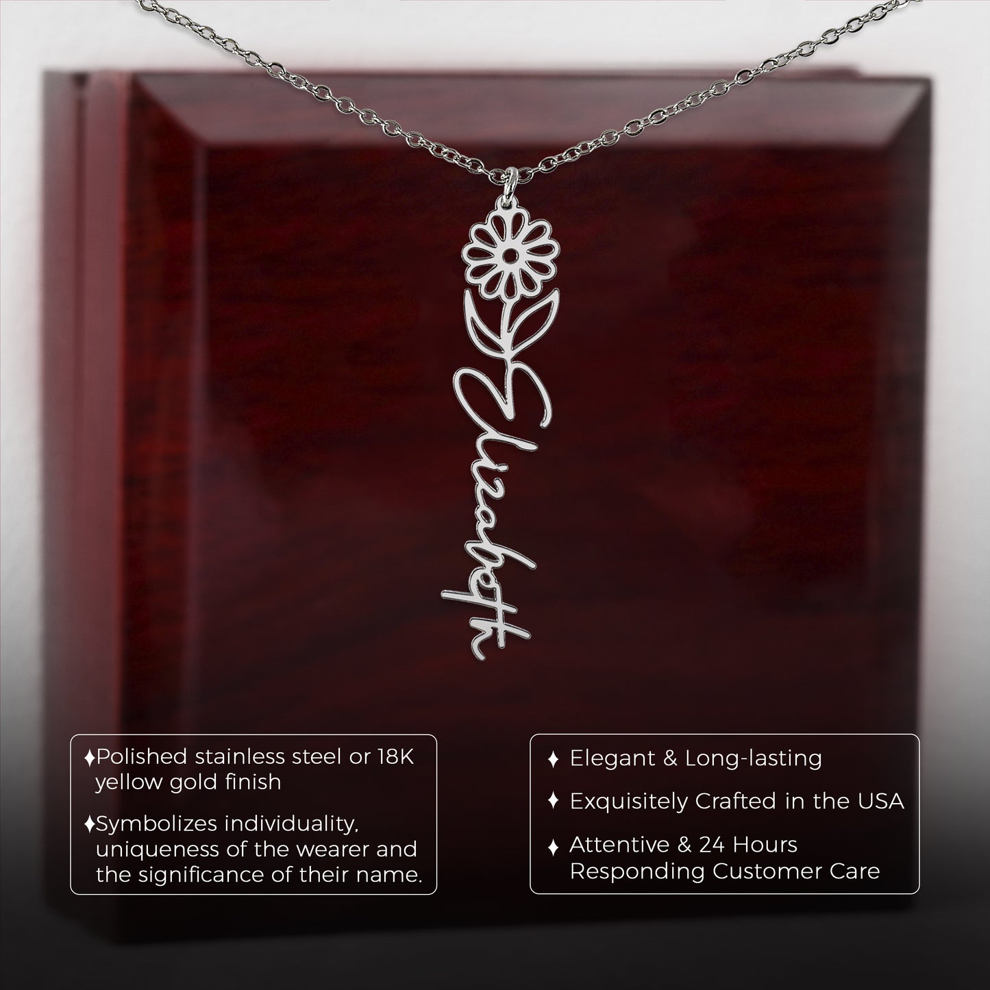 April Birth Flower Necklace Custom Gifts