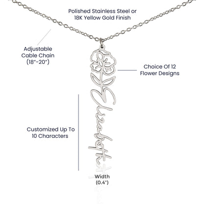 August Birth Flower Necklace Custom Gifts