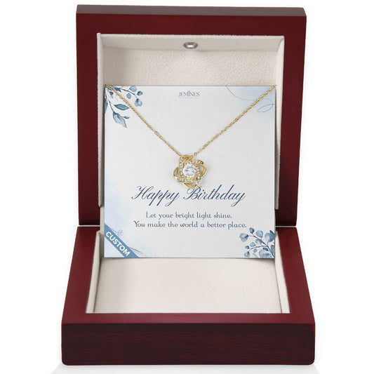 Birthday Love Knot Gold Necklace Custom Gifts