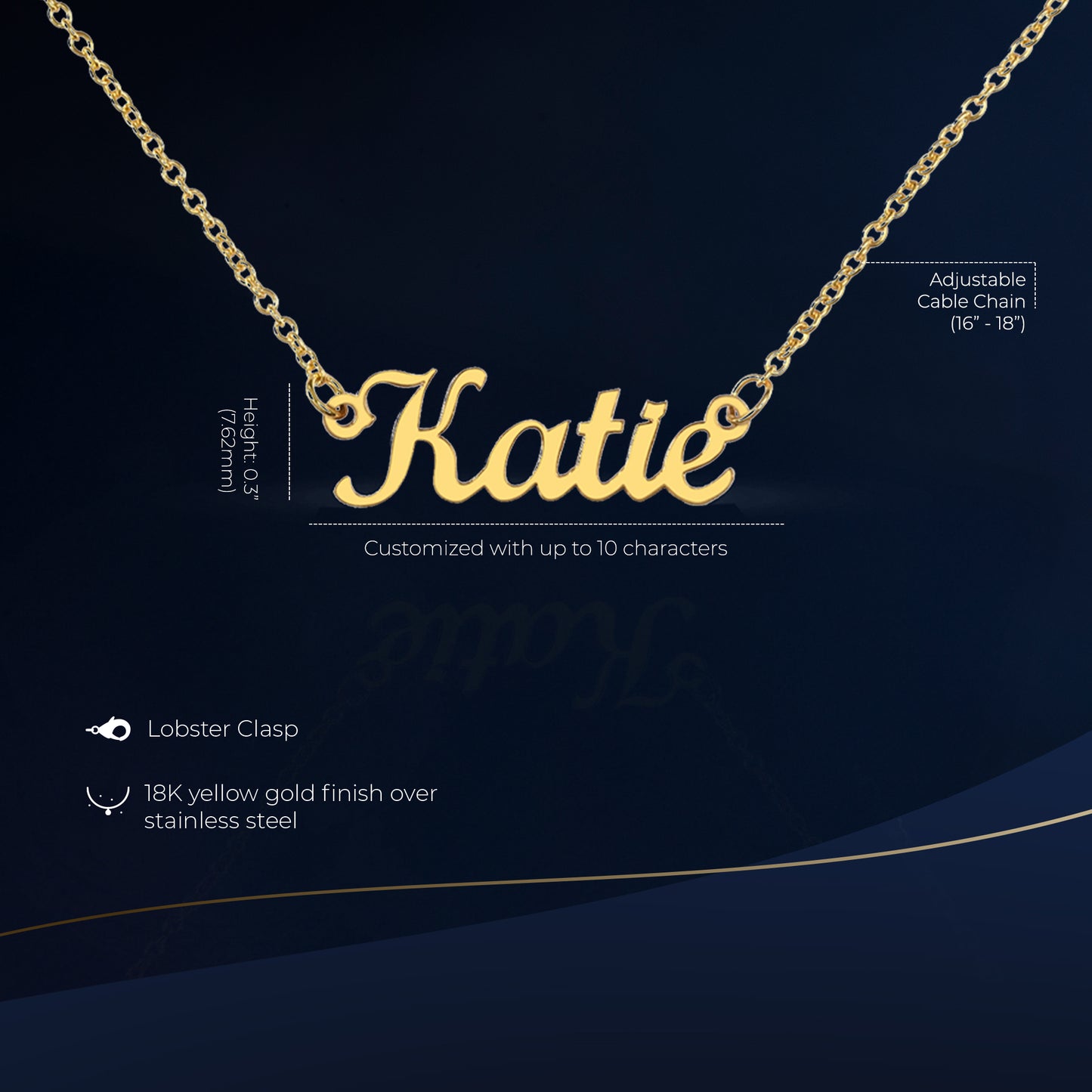 30th Birthday Name Gold Necklace Custom Gifts