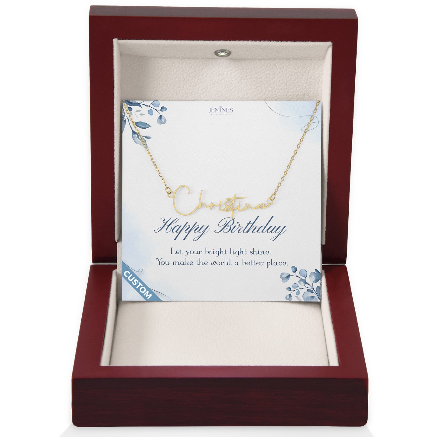 Birthday Signature Name Gold Necklace Custom Gifts