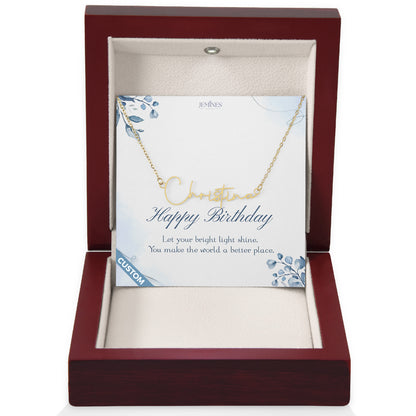 Birthday Signature Name Gold Necklace Custom Gifts