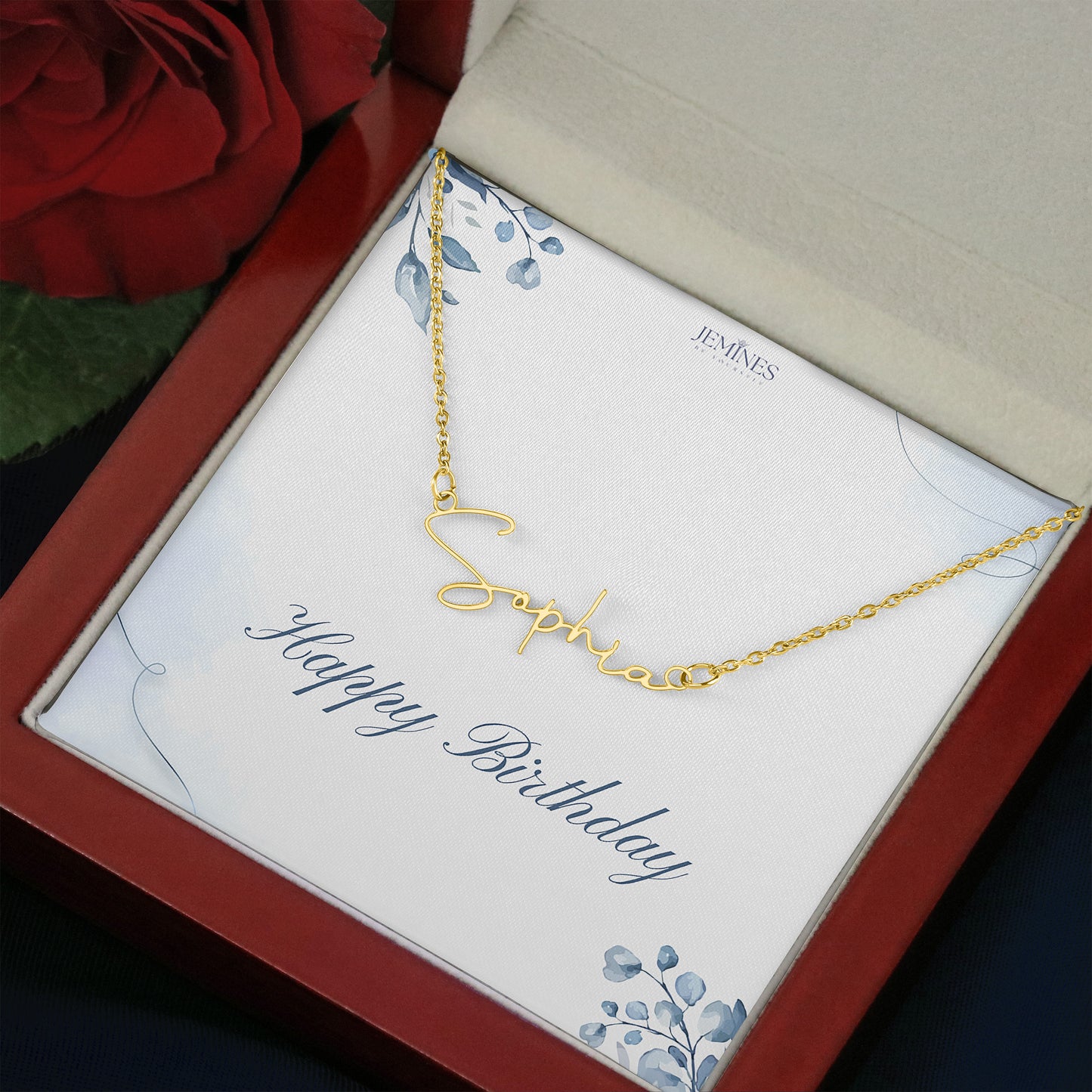 Birthday Signature Name Gold Necklace Custom Gifts