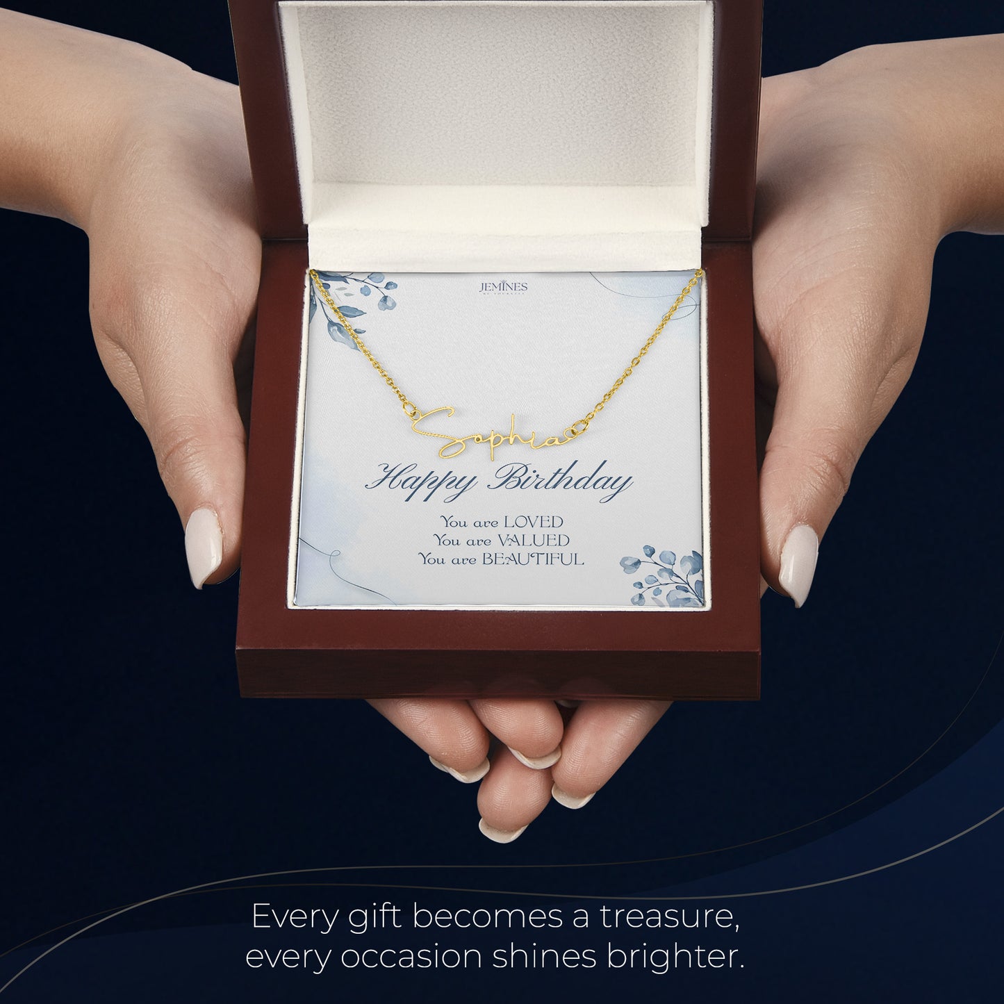 Birthday Signature Name Gold Necklace Custom Gifts