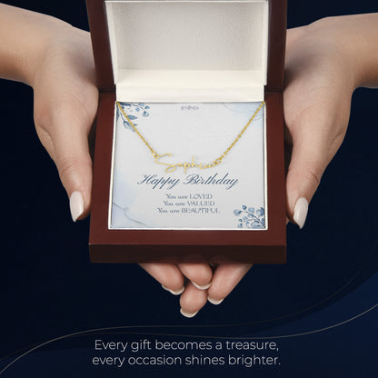 Birthday Signature Name Gold Necklace Custom Gifts