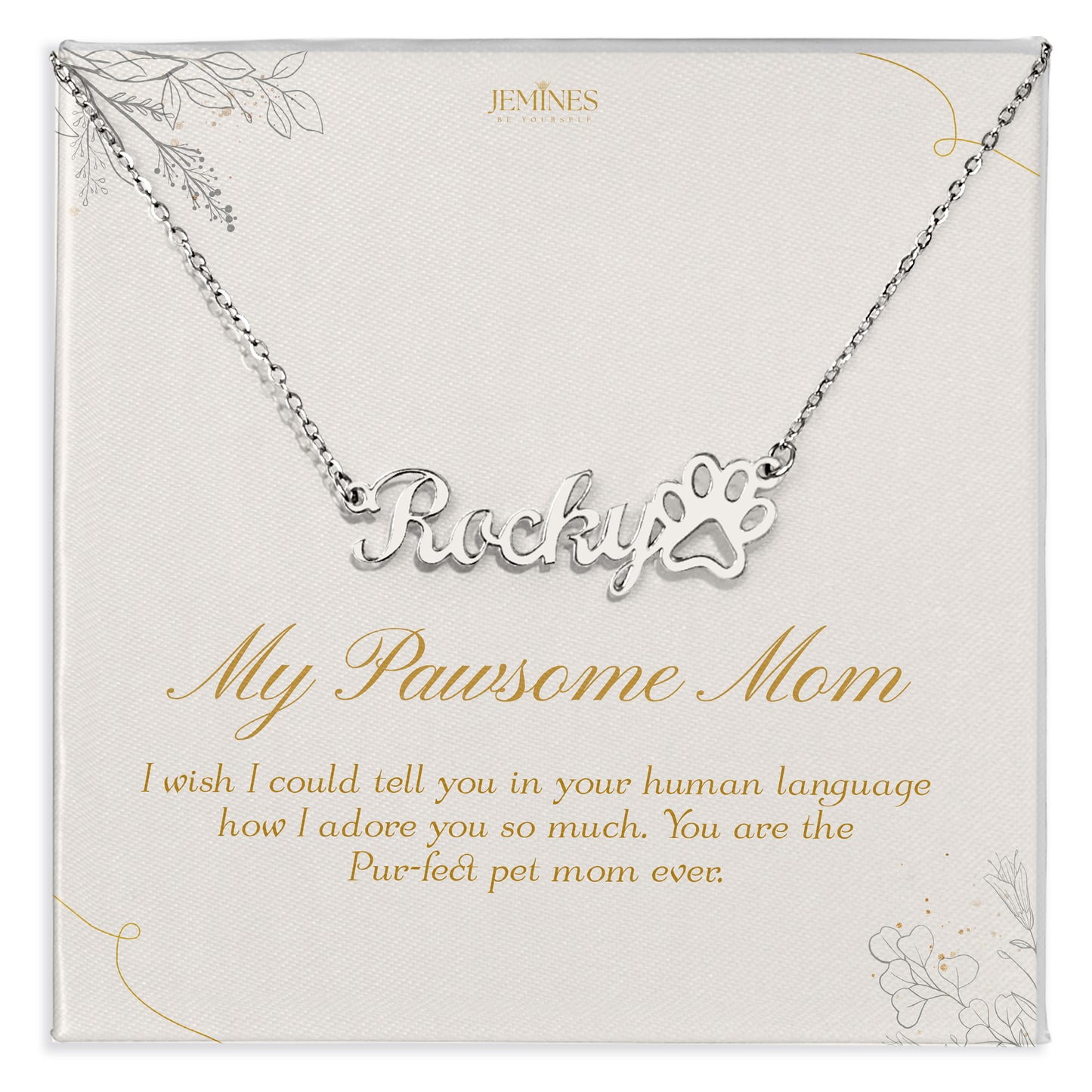 Custom Name Paw Print Necklace Elegant Gifts