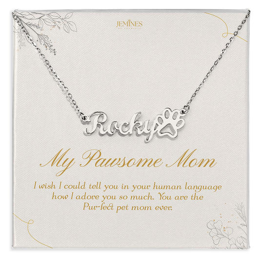 Custom Name Paw Print Necklace Elegant Gifts