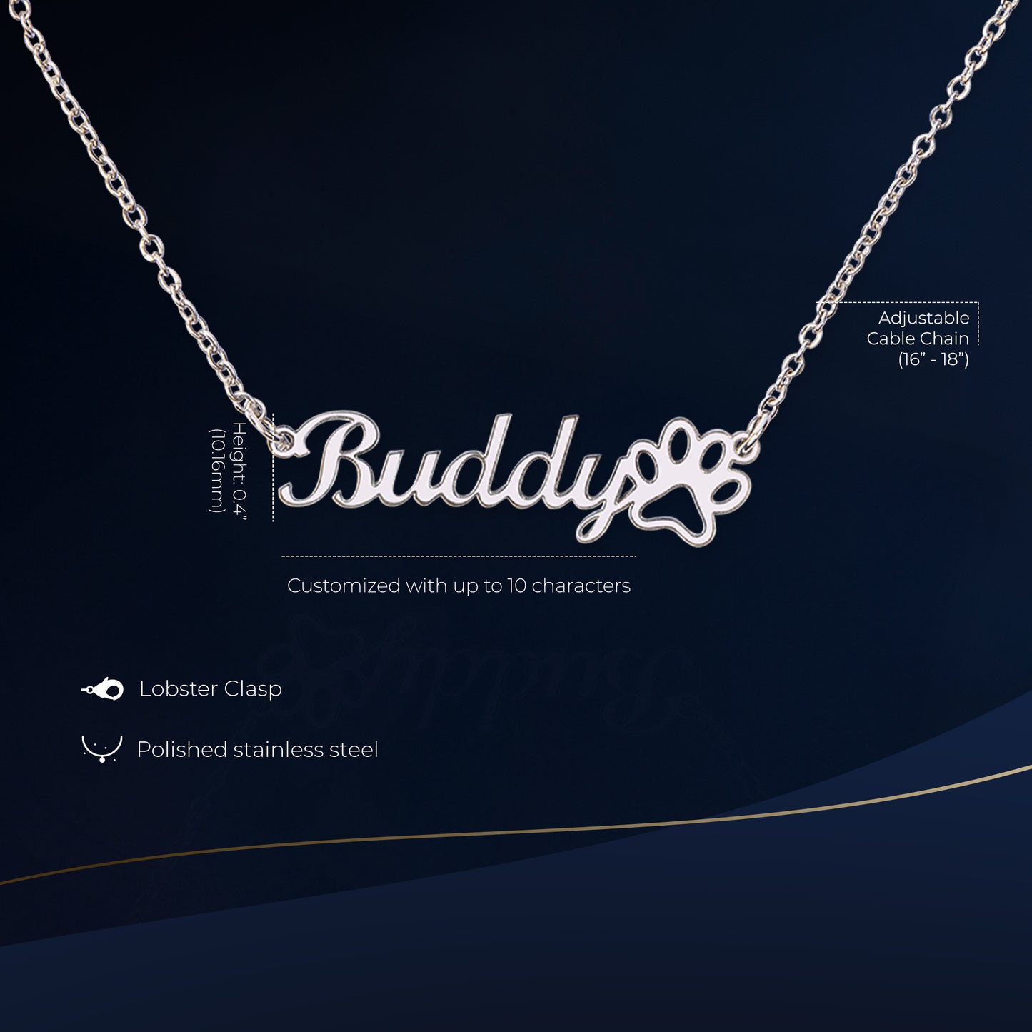 Custom Name Paw Print Necklace Elegant Gifts
