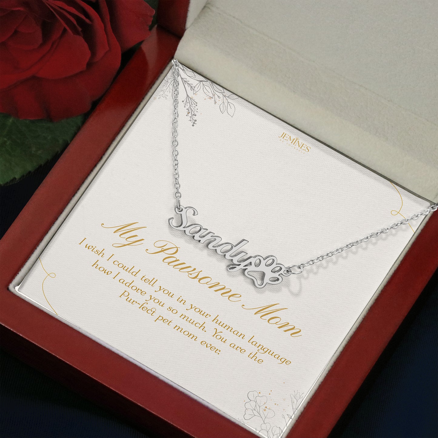 Custom Name Paw Print Necklace Elegant Gifts