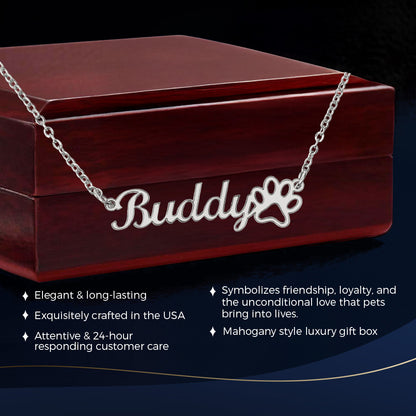 Custom Name Paw Print Necklace Elegant Gifts