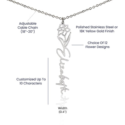 December Birth Flower Necklace Custom Gifts