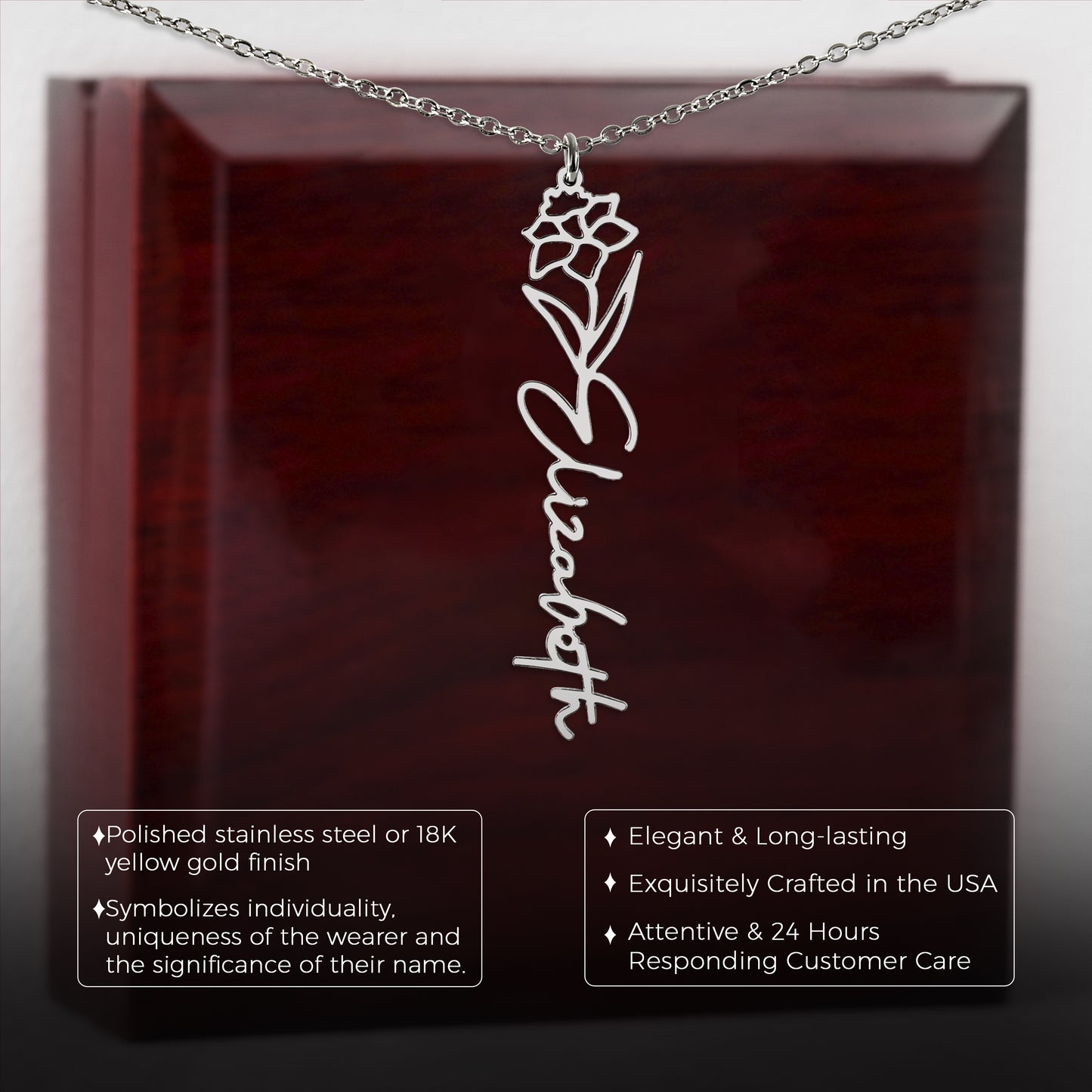 December Birth Flower Necklace Custom Gifts