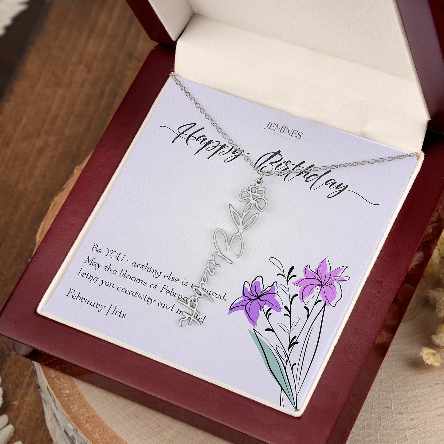 February Birth Flower Necklace Custom Gifts