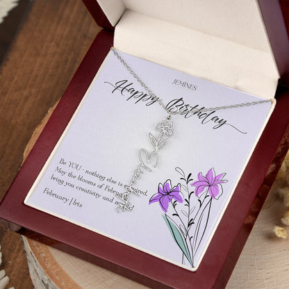 February Birth Flower Necklace Custom Gifts