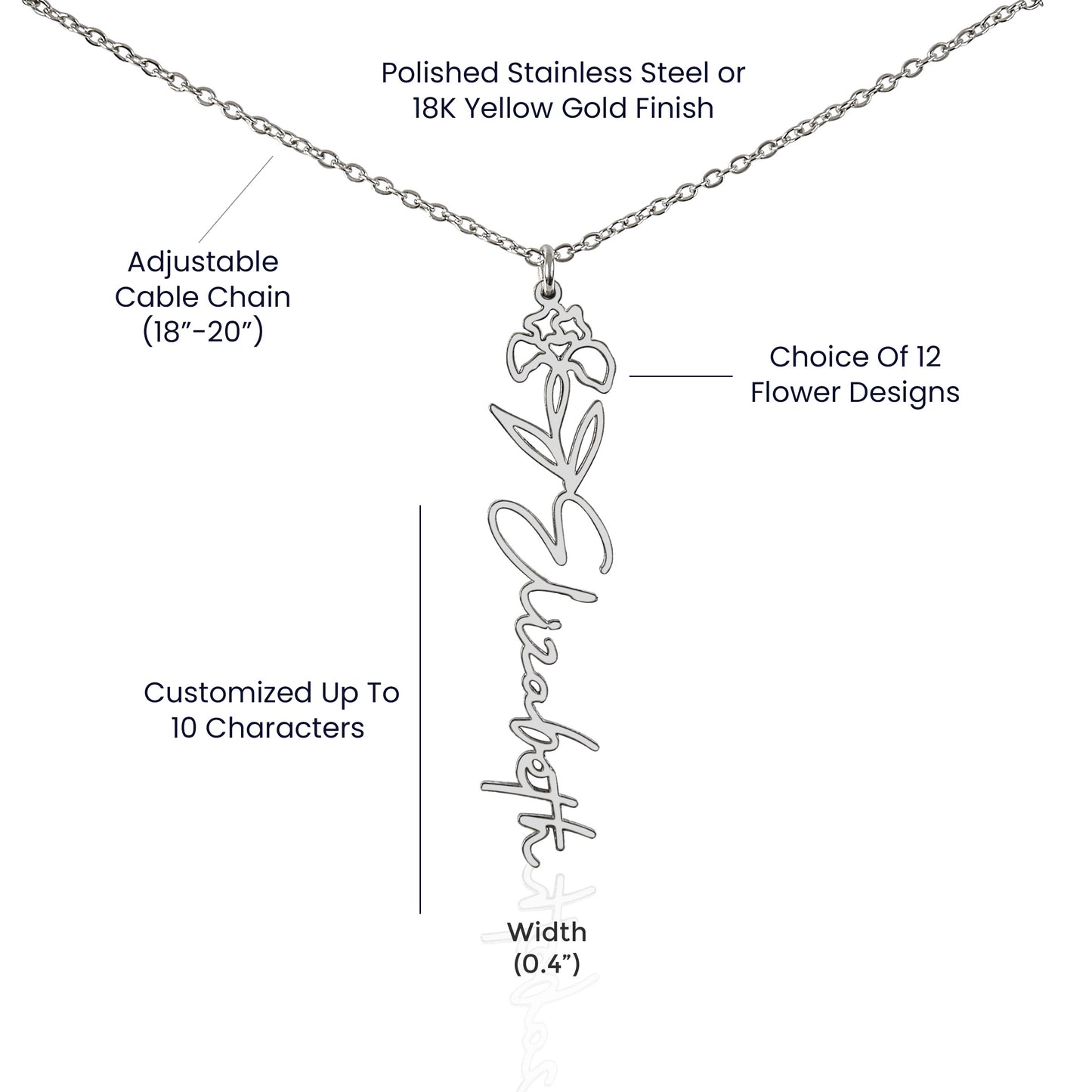 February Birth Flower Necklace Custom Gifts