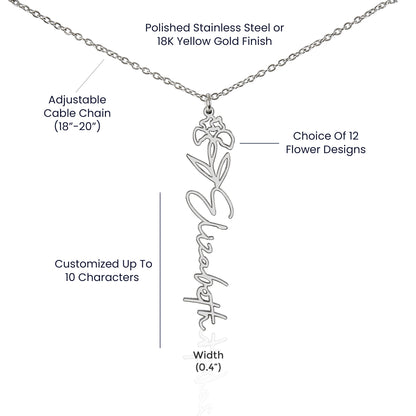 February Birth Flower Necklace Custom Gifts