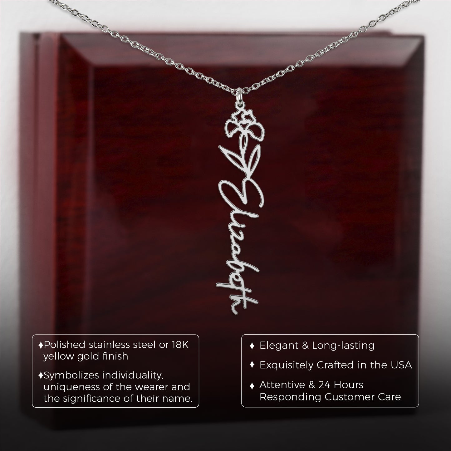 February Birth Flower Necklace Custom Gifts