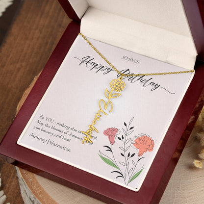 January Birth Flower Custom Gold Necklace