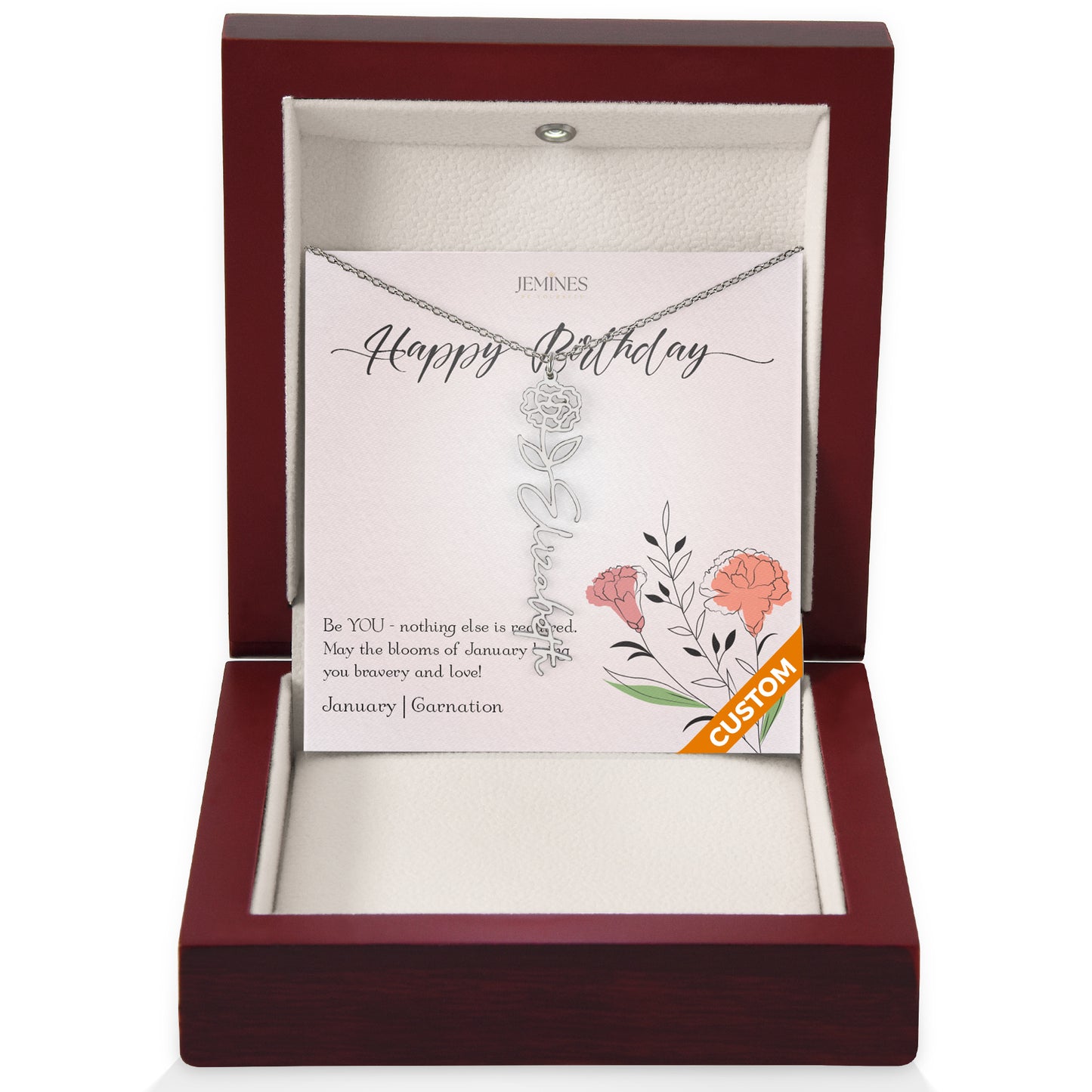 January Birth Flower Necklace Custom Gifts