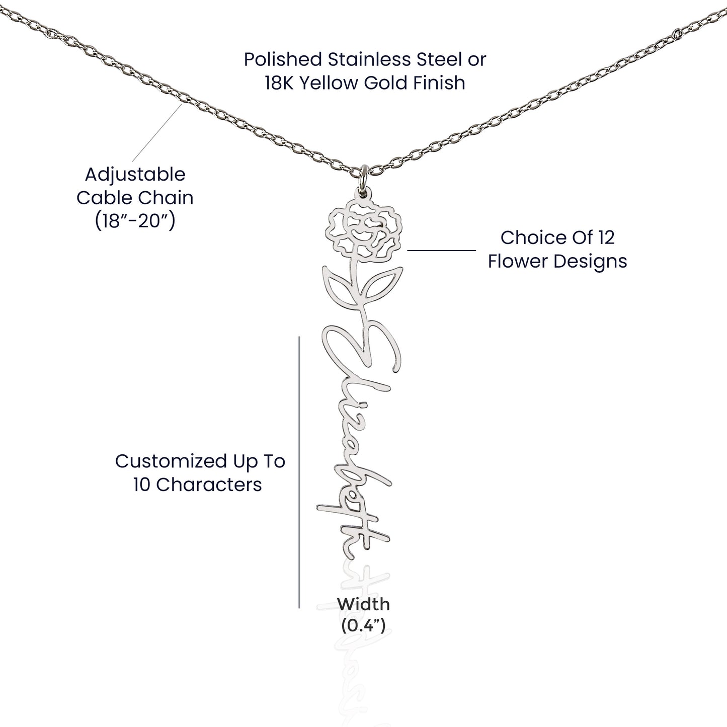 January Birth Flower Necklace Custom Gifts