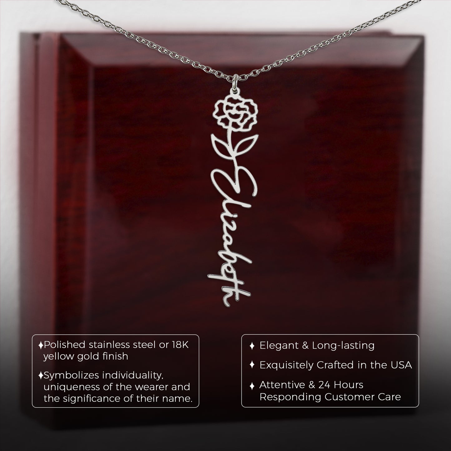 January Birth Flower Necklace Custom Gifts