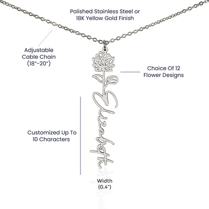 July Birth Flower Necklace Custom Gifts