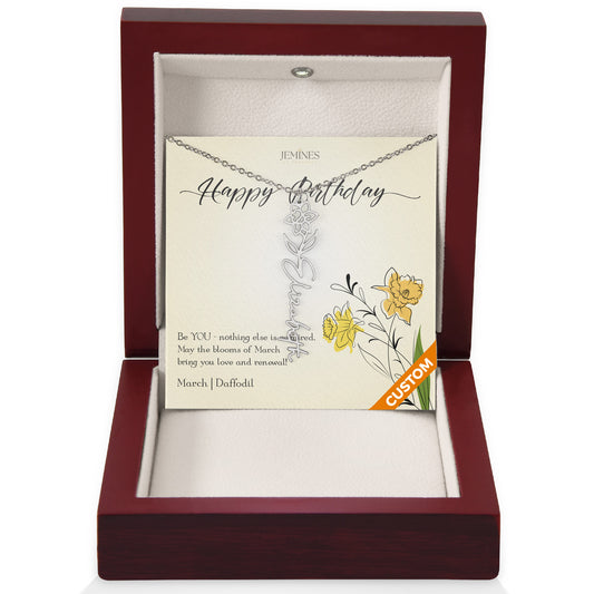 March Birth Flower Necklace Custom Gifts