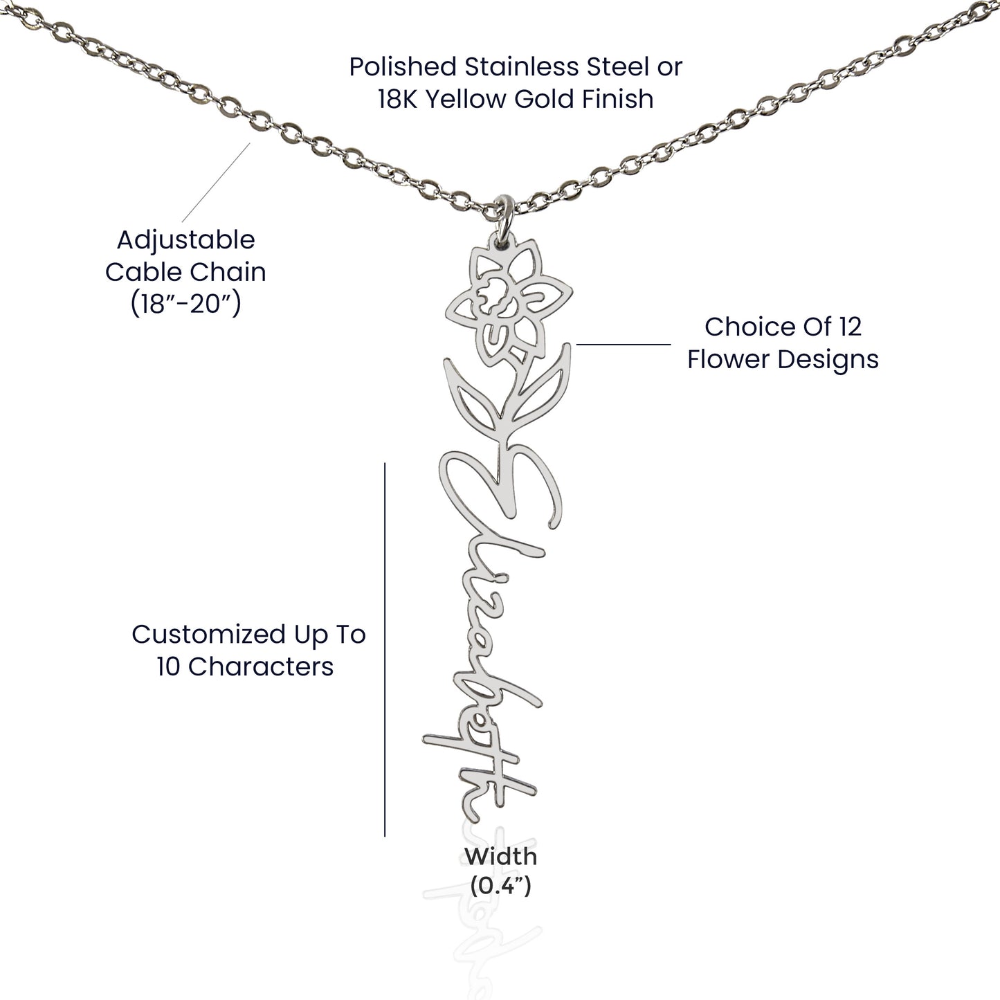 March Birth Flower Necklace Custom Gifts