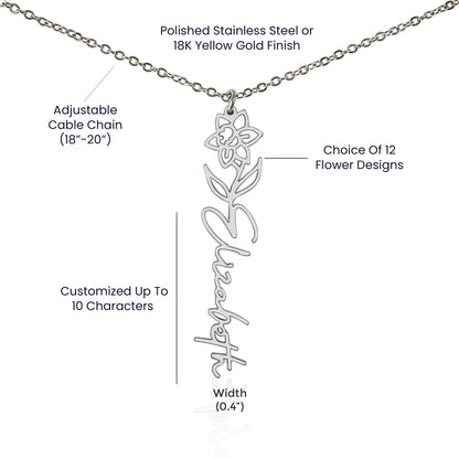 March Birth Flower Necklace Custom Gifts