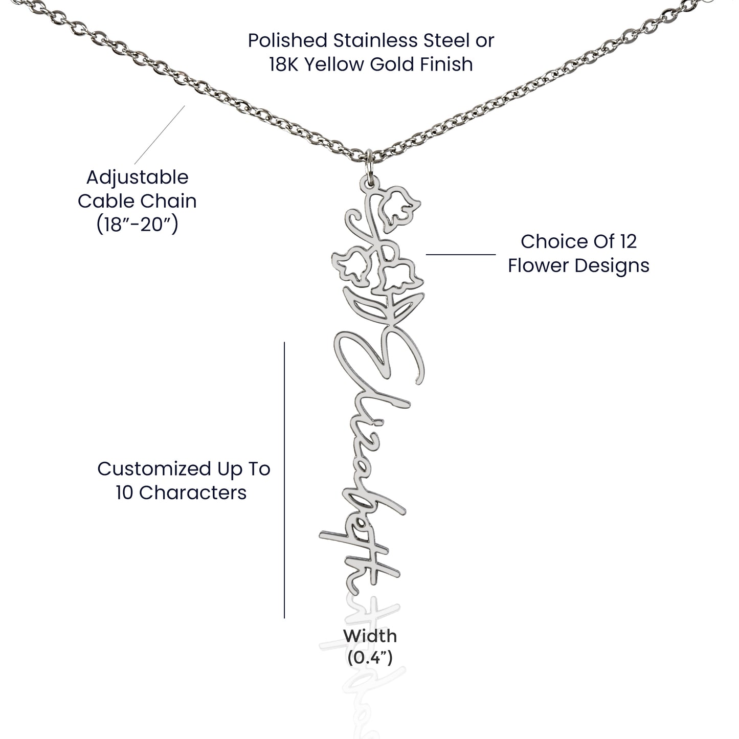 May Birth Flower Necklace Custom Gifts